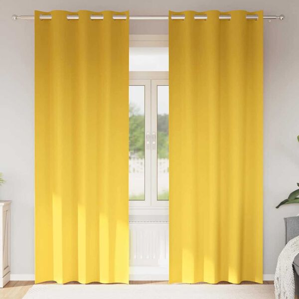 vidaXL M&oslash;rkl&aelig;gningsgardiner med ringe 2 pcs Sennepsgul 245 x 140 cm