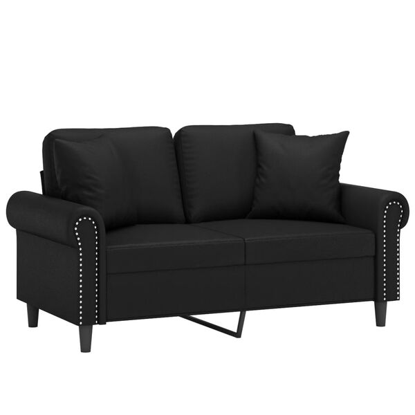 vidaXL 2-personers sofa med puder og hynder 120 cm kunstl&aelig;der sort