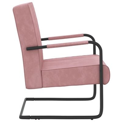 vidaXL stol med cantilever fløjl lyserød