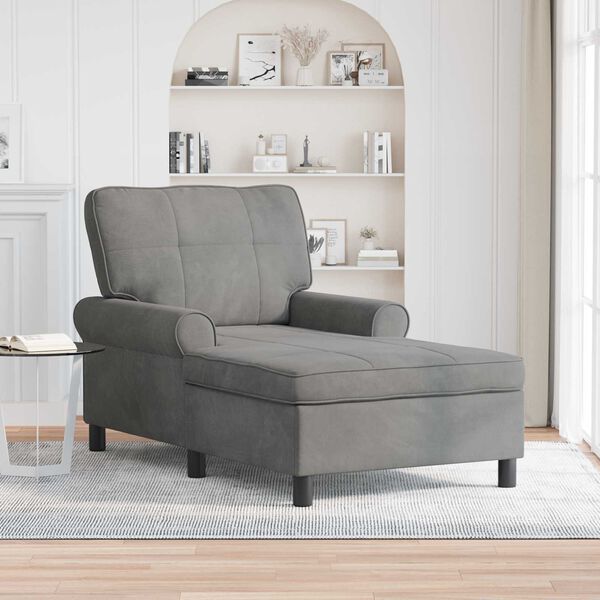 vidaXL Chaise Lounge med pude M&oslash;rkegr&aring; 91 x 157 x 91 cm Fl&oslash;jl
