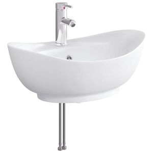 vidaXL Vask med armatur og afl&oslash;b Krom 59 x 35 x 21 cm Keramik