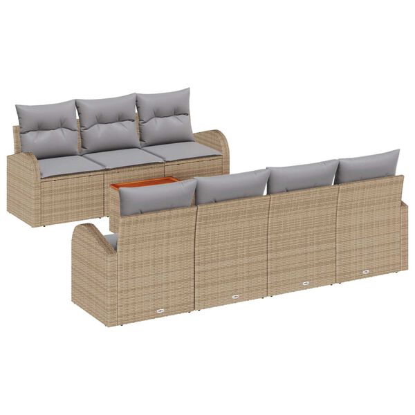 vidaXL Havesofa S&aelig;t med pude 8 pcs Beige polyrattan