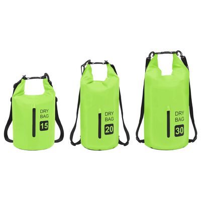 vidaXL vandtæt tørpose med lynlås 30 l PVC grøn