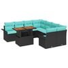 vidaXL Havesofa S&aelig;t med opbevaring 9 pcs Sort Poly rattan
