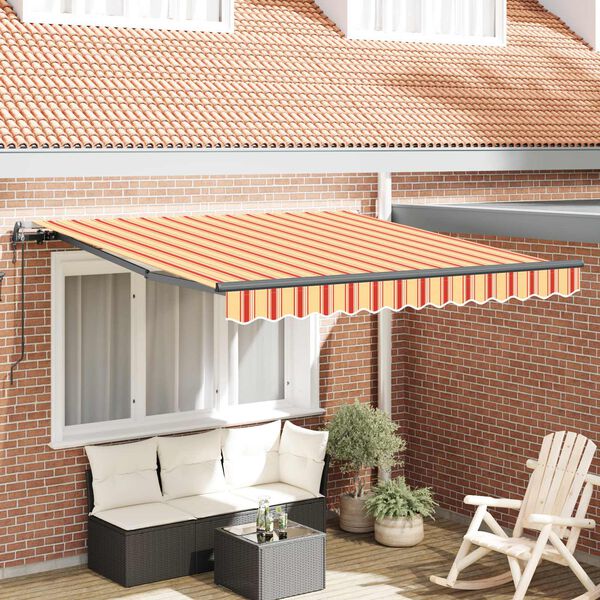 vidaXL Utr&aelig;kkelig Markise Gul og orange 300 x 250 cm Stof og aluminium