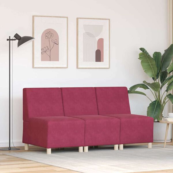 vidaXL Modulsofa enhed uden arme 3 pcs Vinr&oslash;d 55 x 74 x 82 cm Fl&oslash;jl