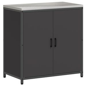 vidaXL K&oslash;kkenopbevaring med hylde med d&oslash;r Sort 90 x 50 x 92 cm St&aring;l