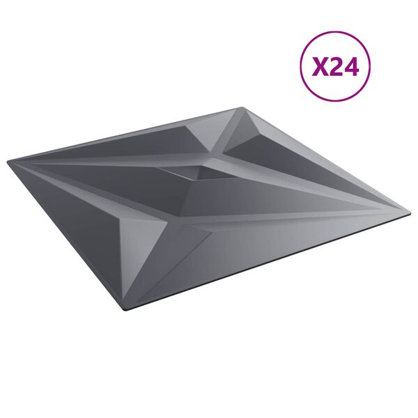 vidaXL V&aelig;gpaneler Stjerne 24 pcs Star Gr&aring; 50 x 50 cm XPS Skum