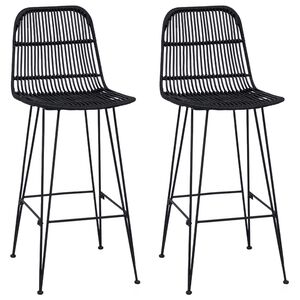 vidaXL Barb&aelig;nk 2 stk. Sort 44 x 55 x 109 cm Rattan og St&aring;l