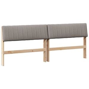 vidaXL Polstret sengegavl Gr&aring;brun 200 cm Massiv fyrretr&aelig;