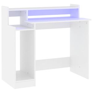 vidaXL skrivebord med LED-lys 97x45x90 cm konstrueret tr&aelig; hvid