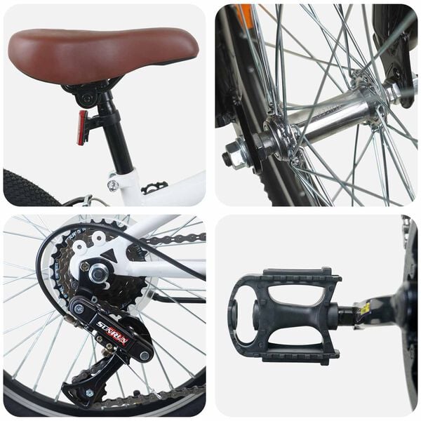 vidaXL Kids Mountain Bike 20 tommer 6-Speed til 5-8 &aring;r gamle Hvid