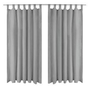 vidaXL gardiner i mikro-satin 2 stk. med l&oslash;kker 140 x 225 cm gr&aring;