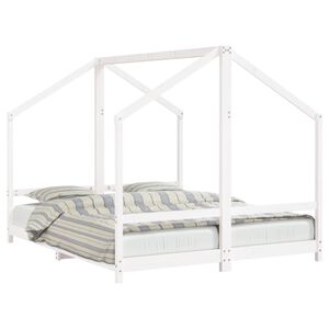 vidaXL sengeramme til juniorseng 2x(80x200) cm massivt fyrretr&aelig; hvid