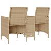 vidaXL 2-personers havesofa med bord og hynder polyrattan beige