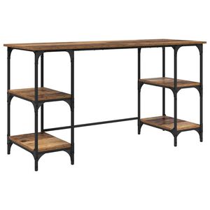 vidaXL Bord med hylde Gammelt tr&aelig; 140 x 50 x 75 cm Konstrueret tr&aelig;