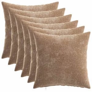 vidaXL Pudebetr&aelig;k 6 stk. HEERLEN Brun 30 x 30 cm Chenille Stof