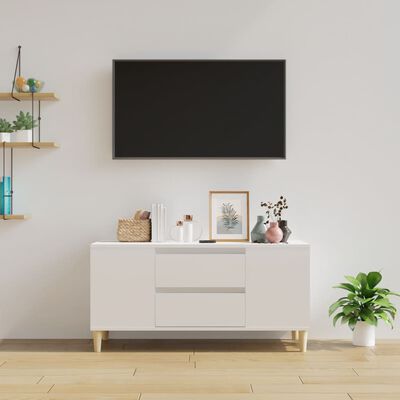 vidaXL tv-bord 102x44,5x50 cm konstrueret træ hvid højglans