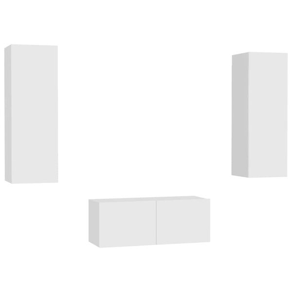 vidaXL tv-m&oslash;bel 3 dele konstrueret tr&aelig; hvid