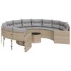 vidaXL havesofa med bord og hynder rund polyrattan beige