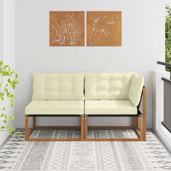 vidaXL Midtersofa og Hj&oslash;rnesofa 2 Stk Naturfarvet Massivt Akacietr&aelig;