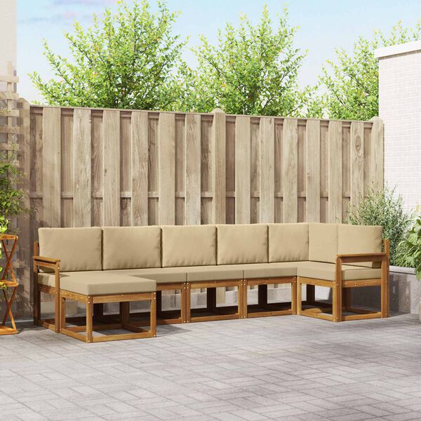 vidaXL Udend&oslash;rs sofagruppe med pude 7 pcs Naturlig og Beige