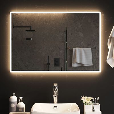 vidaXL badeværelsesspejl med LED-lys 90x60 cm