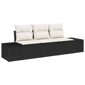 vidaXL Sofa S&aelig;t med pude 3 pcs Sort polyrattan