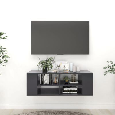 vidaXL væghængt tv-bord 102x35x35 cm konstrueret træ grå