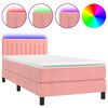 vidaXL kontinentalseng med madras og LED-lys 80x200 cm velour pink