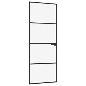 vidaXL d&oslash;r 76x201,5 cm h&aelig;rdet glas og aluminium sort