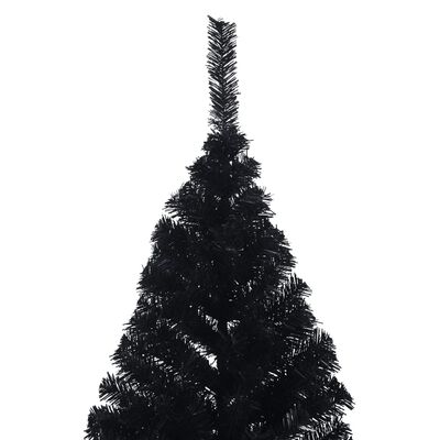 vidaXL kunstigt halvt juletræ med juletræsfod 180 cm PVC sort