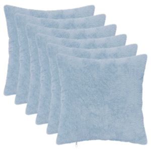 vidaXL Pudebetr&aelig;k 6 stk. HEERLEN Lysebl&aring; 30 x 30 cm Faux Kanin Pels