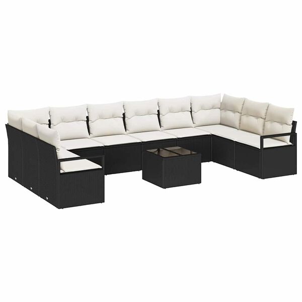 vidaXL Sofa Sæt med pude 11 pcs Brun og Creme polyrattan