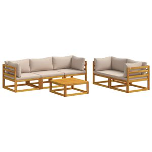 vidaXL Sofa S&aelig;t 6 stk. Naturfarvet Massivt Akacietr&aelig;