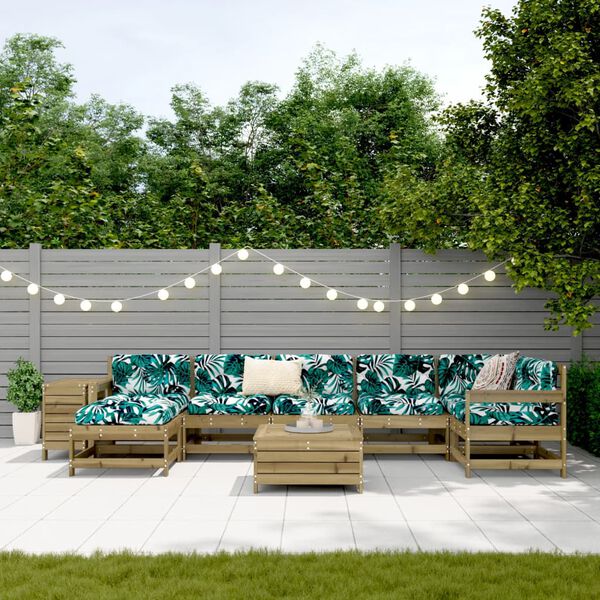 vidaXL sofas&aelig;t til haven 9 dele impr&aelig;gneret fyrretr&aelig;