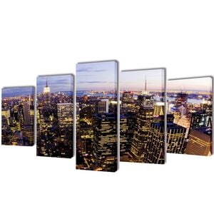 Kanvasbilleds&aelig;t fugleperspektiv af New York skyline 200 x 100 cm