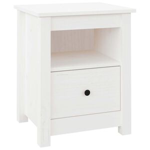 vidaXL sengebord 40x35x49 cm massivt fyrretr&aelig; hvid