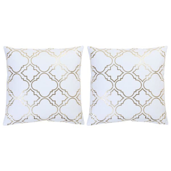 vidaXL puder 2 stk. med folieprint 40x40 cm bomuld hvid og guldfarvet