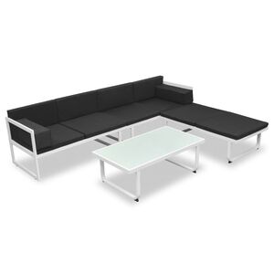 vidaXL havelounges&aelig;t 4 dele med hynder aluminium sort