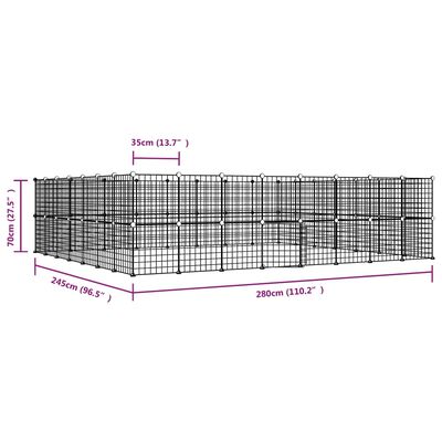 vidaXL 60-panels kæledyrsindhegning med låge 35x35 cm stål sort