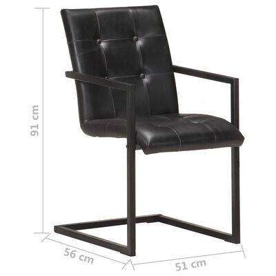vidaXL spisebordsstole med cantilever 2 stk. ægte læder sort