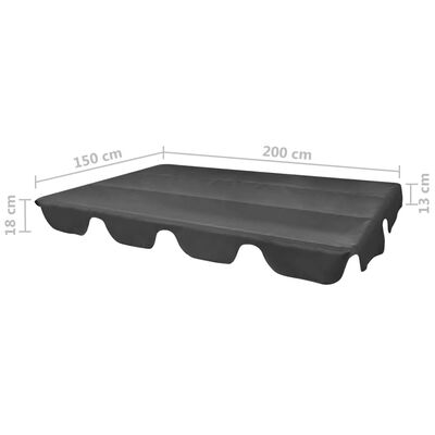 vidaXL udskiftelig baldakin til gyngesofa grå 226 x 186 cm