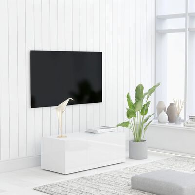 vidaXL tv-skab 80x34x30 cm spånplade hvid højglans