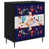 vidaXL Skuffeskab MAINZ Blomsterprint 66 x 36,5 x 76 cm Sort eg
