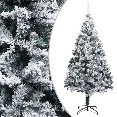 vidaXL kunstigt juletræ med sne 210 cm PVC grøn