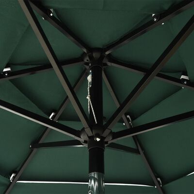 vidaXL parasol med aluminiumsstang i 3 niveauer 2 m grøn
