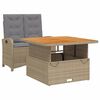 vidaXL spisebordss&aelig;t til haven 2 dele med hynder polyrattan beige