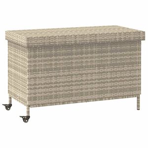 vidaXL opbevaringsboks med hjul 110x55x73 cm polyrattan lysegr&aring;