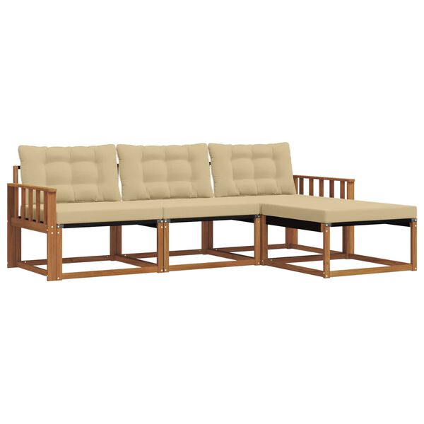 vidaXL Udend&oslash;rs sofagruppe med pude 4 pcs Naturlig og Beige
